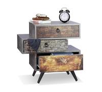 Relaxdays Commode vintage avec 3 tiroirs look béton étagère meuble rangement Shabby industriel HxlxP: 60x60x40 cm, gris