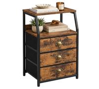 Relaxdays Commode Vintage Brun 3 tiroirs, Dimensions HxLxP: 72x29x40 cm | cadre métal, tiroirs non tissés
