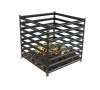 Relaxdays Composteur en Acier, 729 L, 90 x 90 x 90 cm, pour Feuilles, Noir