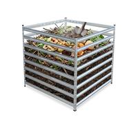 Relaxdays composteur en Acier galvanisé pour Jardin, argenté