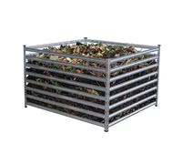 Relaxdays composteur en métal pour Jardin 90x120x120 cm, Acier argenté