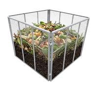 Relaxdays Composteur métal pour Jardin 800 L, Feuilles, Grille en Acier, 80×100×100 cm, Gris