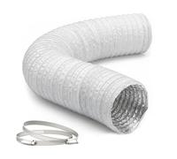 Relaxdays Conduit d'évacuation 2 colliers inox, Ø125 mm, 5 m, blanc