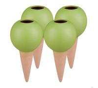 Relaxdays Cône d’arrosage en argile, lot de 4, boules pour bouteilles d’1,5 l, accessoire en céramique, terre cuite/vert