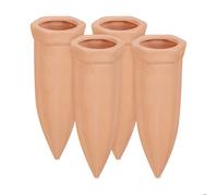 Relaxdays Cône d’arrosage en argile, lot de 4, pour bouteilles en PET de 1,5 litre, HLP 15 x 5,5, x 5 cm, terre cuite
