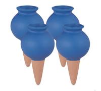 Relaxdays Cônes d'arrosage en argile, Set de 4, 100 ml, Bleu