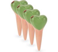 Relaxdays Arrosage en Terre Cuite, Lot de 4, Volume : 70 ML chacun, pour l’intérieur et l’extérieur, Marron/Vert