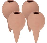 Relaxdays Cône d'arrosage en terre cuite, set de 4, boule d'arrosage pour plantes d'intérieur et balconnières, H x D : 11,5 x 6 cm, terracotta