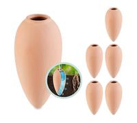 Relaxdays Lot de 6 Pointes d'arrosage en Argile de 170 ML - Cônes pour Plantes d'intérieur et de Balcon - Piquet d'irrigation en Terre Cuite et céramique