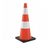 Relaxdays Cône de signalisation, 75 cm, Haute visibilité, réfléchissant, pylône, PVC et Caoutchouc, Orange/Argent