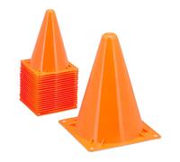 relaxdays Cône de signalisation en Lot de 20, plots, pour Enfant, 18 cm, entraînement, Football, Sport canin, Orange