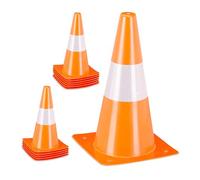Relaxdays Cône de signalisation, lot 12, Bande réfléchissante, Football, Hauteur : 31 cm, Orange et Blanc