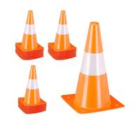 Relaxdays Cône de signalisation, lot 24, Bande réfléchissante, Football, Hauteur : 31 cm, Orange et Blanc