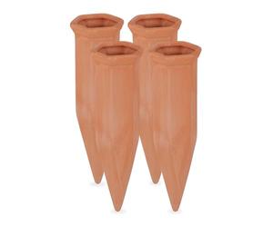 Relaxdays Cône en Argile d’arrosage, Lot de 12, Accessoire d’arrosage, Bouteilles d’1,5 L, 17 x 5,5 x 5 cm, Terre Cuite