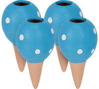 Relaxdays Arrosage en Terre Cuite, Lot de 4, Volume : 100 ML chacun, à Pois, pour intérieur et extérieur, Bleu/Marron