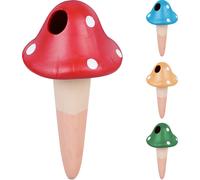 Relaxdays Arrosage en Terre Cuite, Lot de 4, pour Plantes, 110 ML chacun, en Forme de Champignon, Multicolore