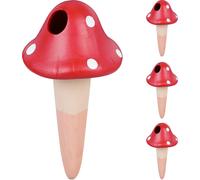 relaxdays Cônes d'argile champignons rouges, set de 4 pièces