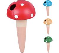 Relaxdays Arrosage en Terre Cuite, Lot de 4, pour Plantes, 100 ML chacun, en Forme de Champignon, Multicolore