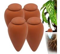 Relaxdays Cônes d'arrosage en terre cuite, lot de 4 x 350 ml, avec couvercle, pour plantes d'intérieur et jardinières