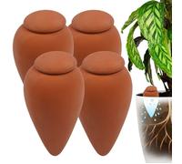 Relaxdays Cônes d'arrosage en terre cuite, lot de 4 x 350 ml, avec couvercle, pour plantes d'intérieur et jardinières