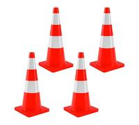 Relaxdays cônes de signalisation, Haute visibilité, réfléchissants, 75 cm, Orange/Argent, Lot de 4