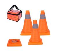Relaxdays cônes de signalisation Pliables, Bandes réfléchissantes, 30 x 19 x 19 cm, Orange et Argent