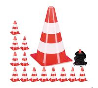 Relaxdays Cônes de travaux, lot 14, Football, Dressage Chien, plots Chantier 23 cm, Circulation, réfléchissants, Orange