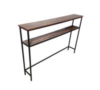 Relaxdays Console étroite en métal et MDF, 2 Plateaux, Marron/Noir, 80 x 120 x 20 cm
