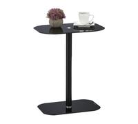 Relaxdays Console, acier, verre, table bout de canapé pour le salon, coins arrondis, HxLxP : 54,5 x 44,5 x 29,5 cm, noir