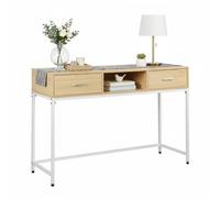 Console Relaxdays HxLxP 80x120x40 cm, 2 tiroirs, entrée & Salon, Design scandinave, métal/MDF, Blanc/Naturel