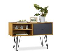 relaxdays Console Design rétro Vintage Table d’appoint 80s tiroir Sideboard Pieds métal HxlxP: 62x100x38 cm, coloré, MDF, Multicolore, 62 x 100 x 38 cm