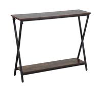Relaxdays Console (H x l x P) : 80 x 100 x 30 cm, métal, MDF, Console étroite pour Couloir, Table de Couloir 2 étagères, Marron/Noir