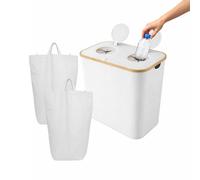 Relaxdays Conteneur pour Bouteilles, 140 L, jusqu'à 60 Bouteilles, 2 Sacs, collecteur Verre et Plastique, Blanc