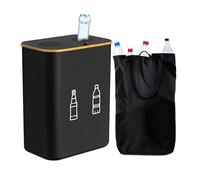 Relaxdays Conteneur à Bouteilles 160 l, 2 Sacs, H x L x P : 75 x 57 x 37 cm, pour Verre et Plastique, Noir