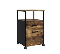 Relaxdays Conteneur à roulettes, 2 tiroirs, Design Industriel, H x L x P : 66,5 x 42 x 44 cm, Brun/Noir