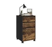 Relaxdays Conteneur à roulettes avec 3 tiroirs, Dont 1 pour dossiers Suspendus A4, 70×40×40 cm, Noir/Marron