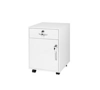 Relaxdays Conteneur à roulettes avec tiroir et Compartiment verrouillable, 57 x 40 x 40 cm, Blanc