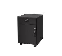 Relaxdays Conteneur à roulettes avec tiroir et Porte, verrouillable, classeur, 57x40x40 cm, Noir