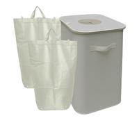 Relaxdays Conteneur de Collecte de Bouteilles 100 L, 2 Sacs, étanche, Recyclage Verres, Beige 70x43x33 cm