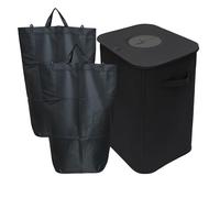 Relaxdays Conteneur de collecte de bouteilles 100 L – 2 sacs, lavable, recyclage, noir 70x43x33 cm