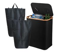 Relaxdays Conteneur pour Bouteilles 170 L, Jusqu’à 100 Bouteilles, 2 Sacs, Verre & Plastique, Noir