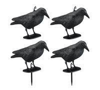 Relaxdays Corbeau Anti-Pigeon, Lot de 4, à Poser et Suspendre, effaroucheur Oiseaux, pour Jardin et Balcon, Noir