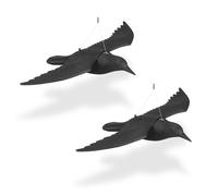 Relaxdays Corbeau Anti-Pigeon, Lot de 2, à Suspendre, effaroucheur Oiseaux, pour Jardin et Balcon, Plastique, Noir