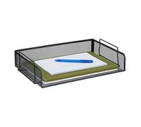 Relaxdays Corbeille à courrier, Range-Documents empilable, Maille, HxLxP: 8,5 x 36 x 25 cm, Horizontal, A4, métal, Noir