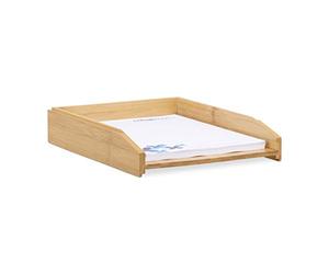 Relaxdays Corbeille à Courrier Empilable, Papier Format A4, Bureau, Range-Documents & Lettres, Bambou, 6x25x33cm, Nature