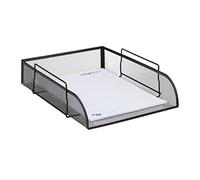 Relaxdays Corbeille à courrier, Lot de 10, Maille, bac à Documents empilable, en métal, trieur de Bureau, A4, 26 x 33,5 cm, Noir