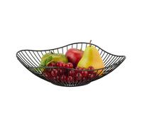Relaxdays Corbeille à Fruits en métal, Design Plat et Moderne, Aussi pour légumes & Pain, HD : 7,5 x 27 cm, Noire