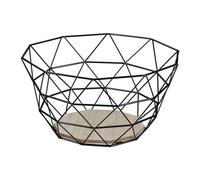 Relaxdays Corbeille à Fruits, Panier décoratif, légumes, Fer & Bois, Design Industriel, HxLxP : 14,5x28x28 cm, Noir