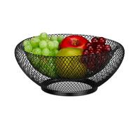 Relaxdays Corbeille à Fruits et légumes, en métal (Fer), Panier Rond, Double paroi, H x D : 10 x 25 cm, Noire