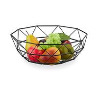Relaxdays Corbeille à Fruits et légumes, métal, Ergonomique & Moderne, H x L x P : 13,5 x 34,5 x 34,5 cm, Noire
